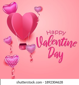 Greeting banner Happy Valentine day with love Background
