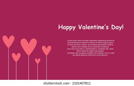 Greeting banner template, valentine's day card. Vector illustration.