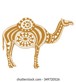 Greeting Beautiful card with camel. Frame of animal made in vector. Good for T-shirt, bag or whatever print. Vector illustration