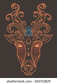 Greeting Beautiful card with Cow. Frame of animal made in vector. Perfect cards, or for any other kind of design, Happy Pongal .Seamless hand drawn map festival celebration in South India