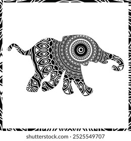 Greeting Beautiful card with Elephant. Frame of animal made in vector. Perfect cards, or for any other kind of design, birthday and other holiday.Seamless hand drawn map with Elephant.