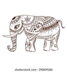 Greeting Beautiful card with Elephant. Frame of animal made in vector. Perfect cards, or for any other kind of design, birthday and other holiday.Seamless hand drawn map with Elephant.