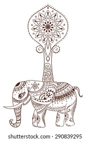 Greeting Beautiful card with Elephant. Frame of animal made in vector. Perfect cards, or for any other kind of design, birthday and other holiday.Seamless hand drawn map with Elephant.