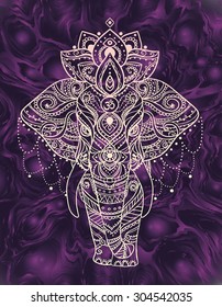 Greeting Beautiful card with Elephant. Frame of animal made in vector. Perfect cards, or for any other kind of design, birthday and other holiday. Seamless hand drawn map with Elephant.