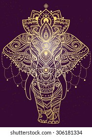 Greeting Beautiful card with Elephant. Frame of animal made in vector. Perfect cards, or for any other kind of design, birthday and other holiday.Seamless hand drawn map with Elephant.