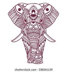 Greeting Beautiful card with Elephant. Frame of animal made in vector. Perfect cards, or for any other kind of design, birthday and other holiday. Seamless hand drawn map with Elephant.