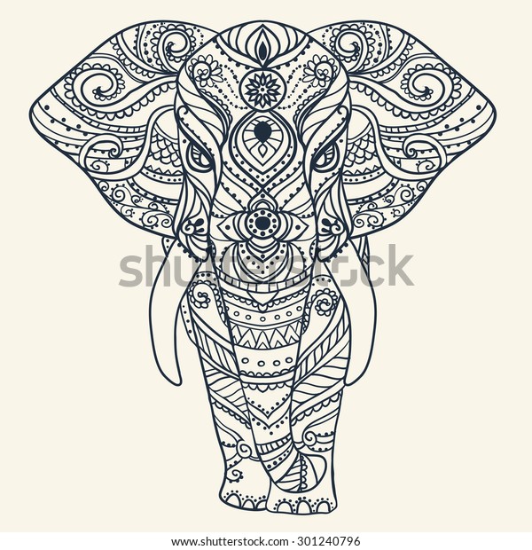 Greeting Beautiful Card Elephant Frame Animal Stock Vector (Royalty ...