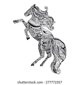 Greeting Beautiful card with horsel. Frame of horse made in vector. Perfect cards, or for any other kind of design, birthday and other holiday. Seamless hand drawn map with horsel.
