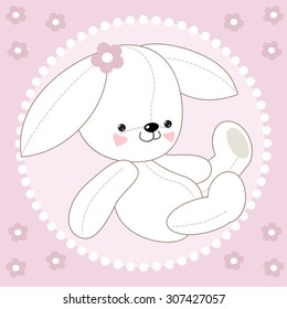 Greeting Birthday Card with Cute Bunny