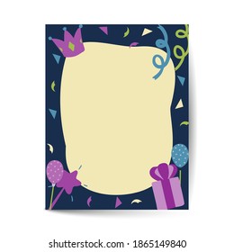 greeting and birthday invitation card layout template in A4 vector illustration