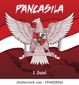 greeting of born pancasila day illustration