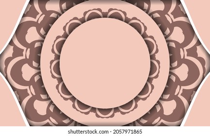 Greeting Brochure in pink with vintage pattern prepared for typography.