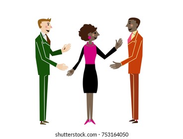 Greeting business person.Introducing businessmen.Men and women.
