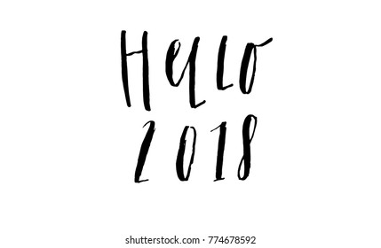 Greeting calligraphy for 2018 New Year of the Dog. Black number 2018 hand drawn lettering on white background. Vector illustration