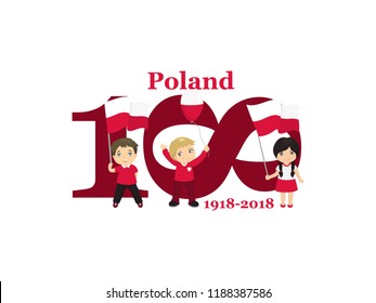 Greeting Card 100 anniversary of the independence of Poland . November 11th Kids logo