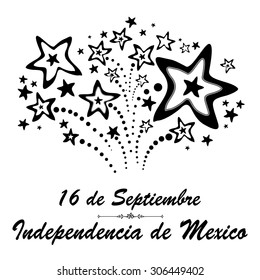 Greeting card. "16 de Septiembre, dia de independencia de Mexico" - September 16 Mexican independence day spanish text. Vector Illustration