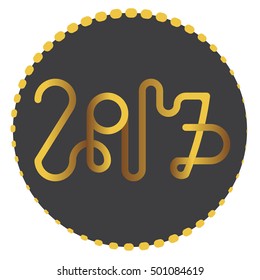 Greeting Card 2017. White background. Modern and abstract elements. Black Circle. Dynamic and fun text.