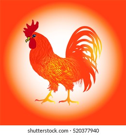 Greeting card 2017. Year of the Rooster. Chinese and Japanese new year.