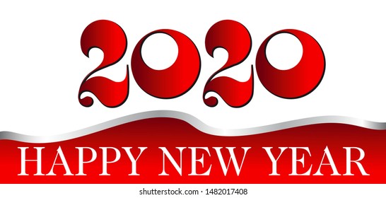 Greeting Card 2020 Multi Languages Decorated Christmas Balls - Gold Vector Illustration on White Background - Text Translation: Happy New Year.