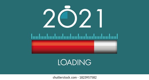 Greeting card 2021 on the concept of countdown and passing time, symbolized by a digital cursor.