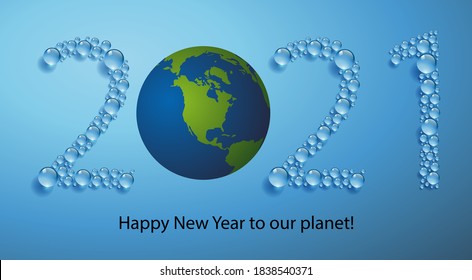 Greeting card 2021, on the concept of the environment, to wish our planet earth all our wishes for success in the fight against global warming.