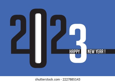 Greeting card 2023 to wish a happy new year with an original graphic which symbolises the spirit of creation and design.