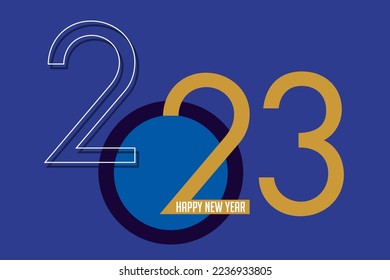 Greeting card 2023 to wish a happy new year with an original graphic which symbolizes the competence and the success of a company.