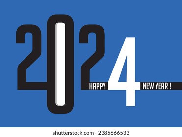 Greeting card 2024 to wish a happy new year with an original graphic which symbolises the spirit of creation and design.