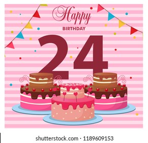 greeting card for 24 years, with cake