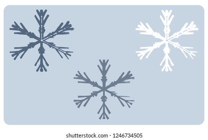 Greeting Card with 3 Snowflakes. Vector Illustration.