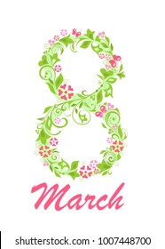 Greeting card for 8 March with abstract flowers number 8