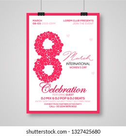  Greeting card for 8 March, happy women's day, mother's day background.  Flyer with place for text - Vector