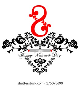 Greeting card with 8 March. Vector Version 