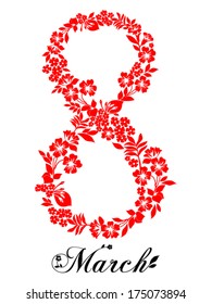 Greeting card with 8 March. Vector Version 