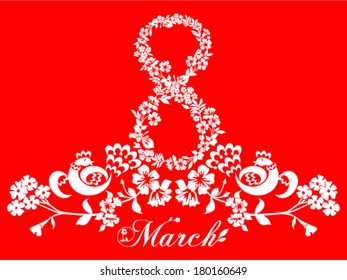 Greeting card with 8 March. Vector Version