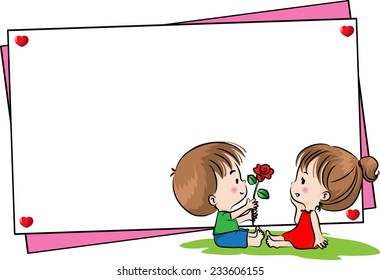 greeting card about love border frame