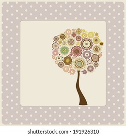Greeting card with abstract colorful tree