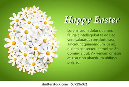 Greeting card with abstract easter egg and daisies