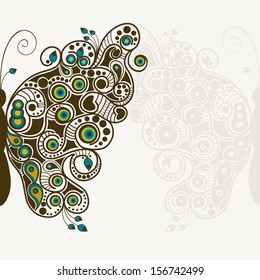 Greeting card with abstract elegance butterfly in vector