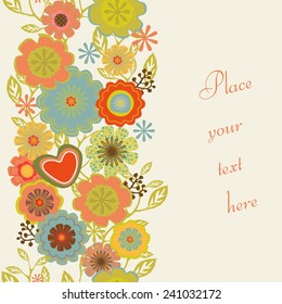 Greeting card with abstract flowers