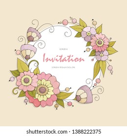 Greeting card with abstract flowers. It can be used as an invitation card for a wedding, birthday and other holiday, and as a summer background, and as fabric printing. 