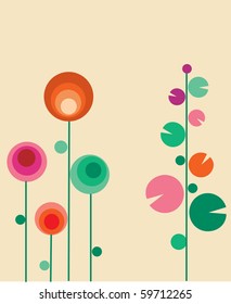 greeting card with abstract  flowers , vector illustration