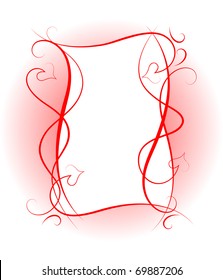 Greeting card with an abstract frame of curved lines with hearts with a place for congratulations, wishes, text, message