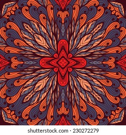 Greeting card with abstract hand drawn floral ornament