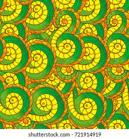 greeting card with abstract pattern hand-drawn waves on a white background