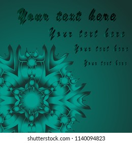 Greeting card with abstract pattern on a green background.