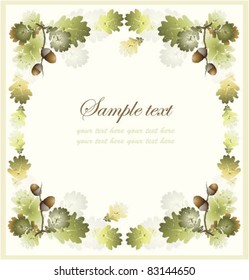 Greeting card with acorns. Illustration  acorns. Autumn  background.