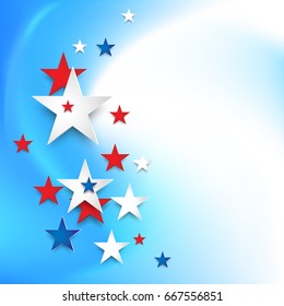 Greeting Card for American Independence Day, 4th of July. Holiday background with stars.