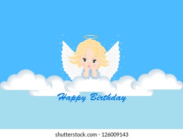 greeting card with the angel for birthday