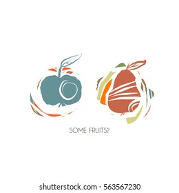 Greeting card or another hipster design element. Fruit, concept for print. Vector grunge stamp.